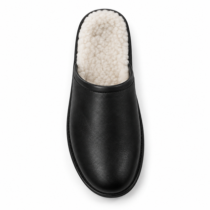 Rassivo Men's Faux Fur Lined Slippers Black Indoor