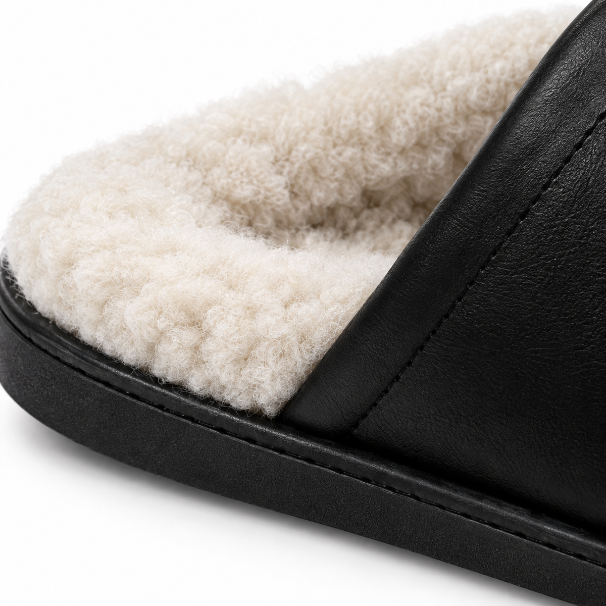 Rassivo Men's Faux Fur Lined Slippers Black Indoor