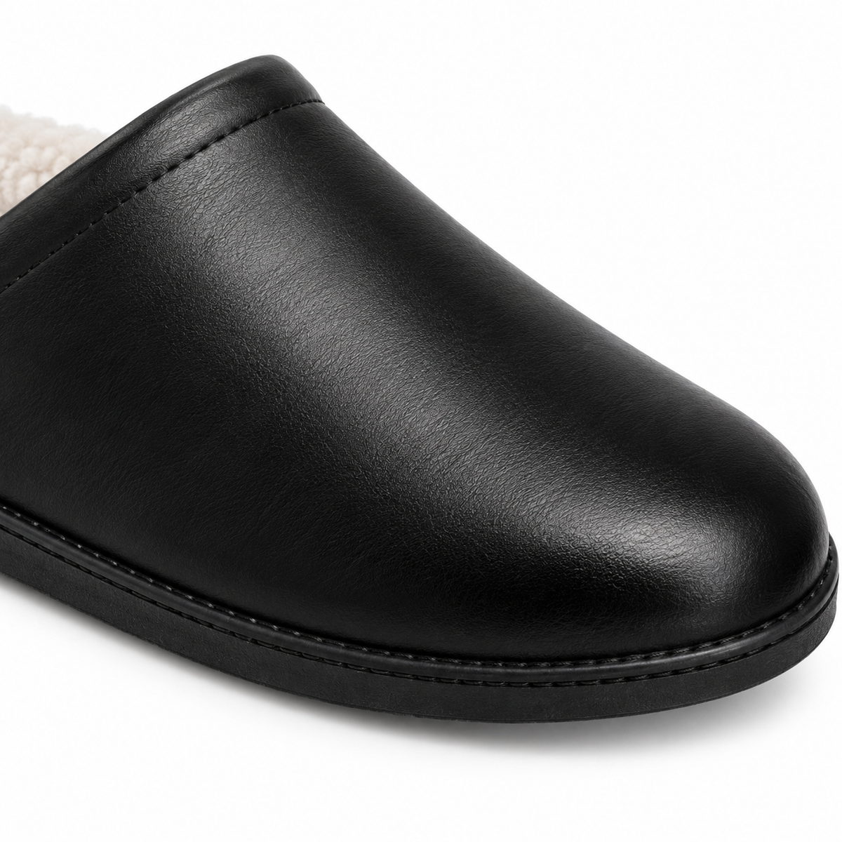 Rassivo Men's Faux Fur Lined Slippers Black Indoor