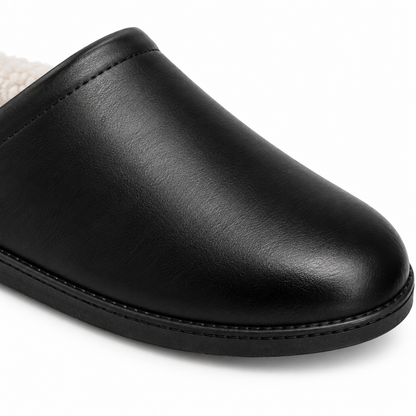 Rassivo Men's Faux Fur Lined Slippers Black Indoor