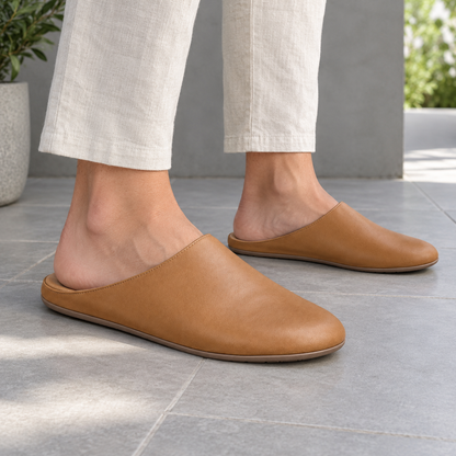 Pantofole da uomo Rassivo slip-on marrone chiaro leggere