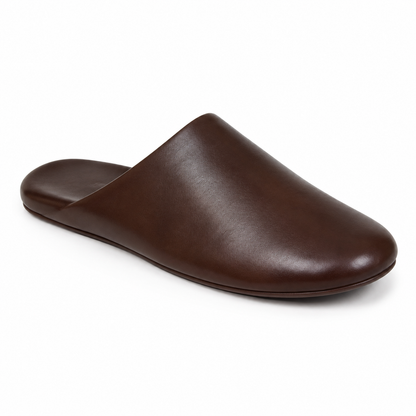 Pantofole da uomo slip-on marrone intenso con suola rigida