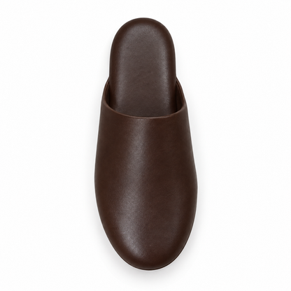 Pantofole da uomo slip-on marrone intenso con suola rigida