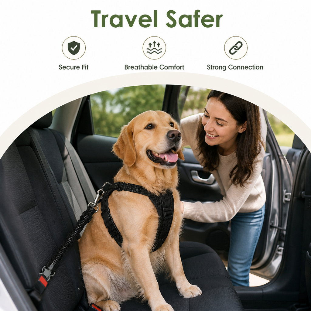 Pettorina di sicurezza auto per cani regolabile in rete traspirante