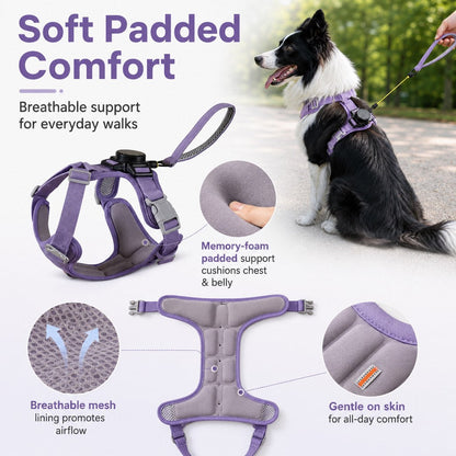 Pettorina retrattile 2 in 1 per cani con guinzaglio integrato e controllo auto-stop per cani di taglia piccola e media