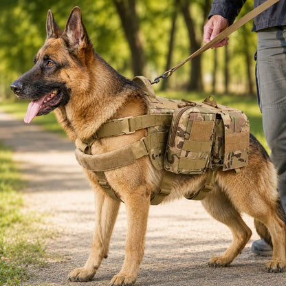 Pettorina tattica con zaino per cane per escursioni e passeggiate quotidiane – tasche rimovibili per attrezzatura e migl
