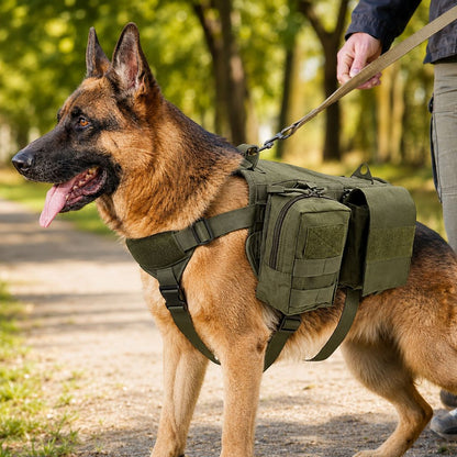 Pettorina tattica con zaino per cane per escursioni e passeggiate quotidiane – tasche rimovibili per attrezzatura e migl