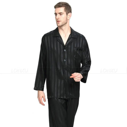 Pigiama da uomo in raso – set pigiama a righe effetto seta di lusso per uomo, elegante per dormire e rilassarsi, 7 color