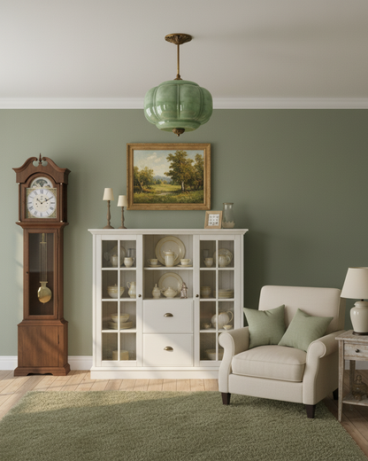Plafoniera vintage in vetro con dettagli in ottone, elegante lampada a soffitto