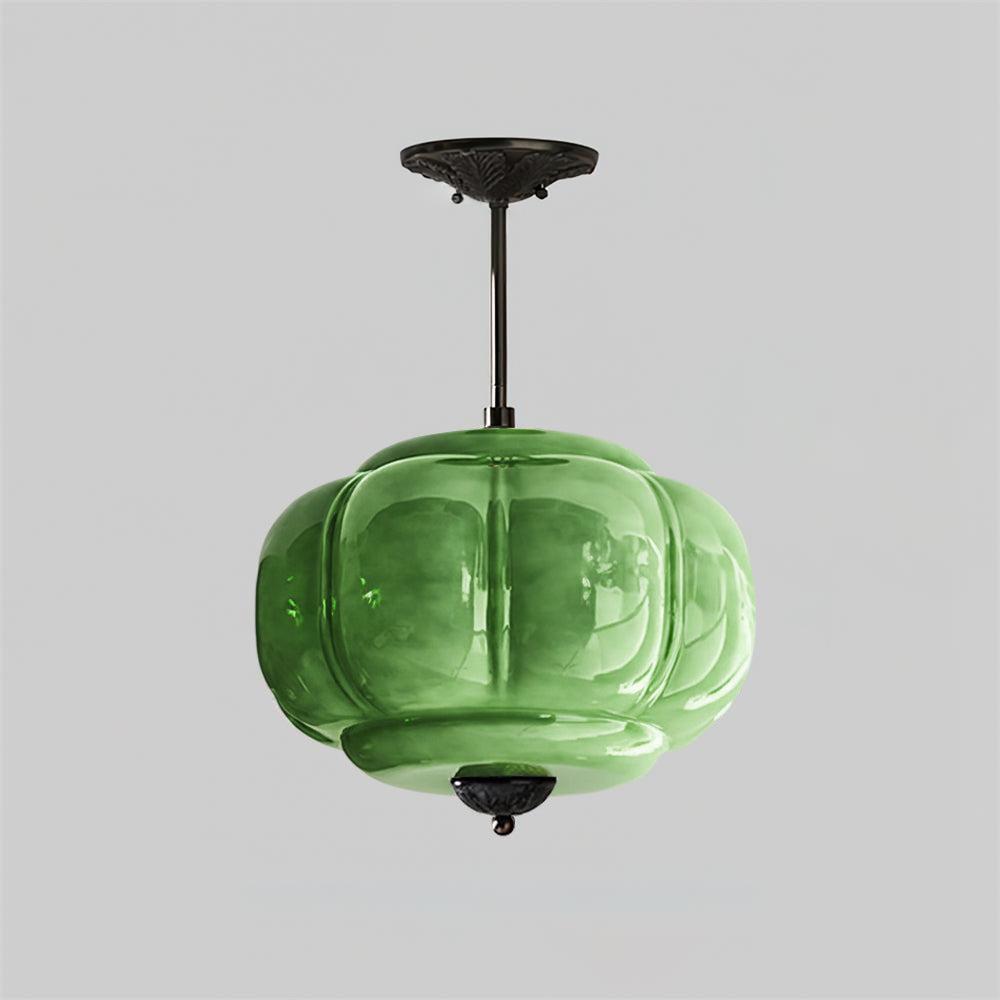 Plafoniera vintage in vetro con dettagli in ottone, elegante lampada a soffitto