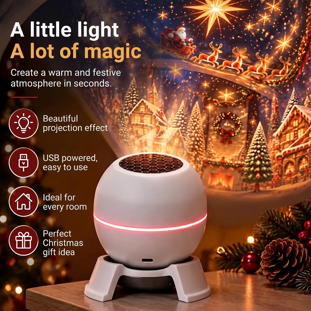 Proiettore di luci natalizie con motivi animati, alimentazione USB