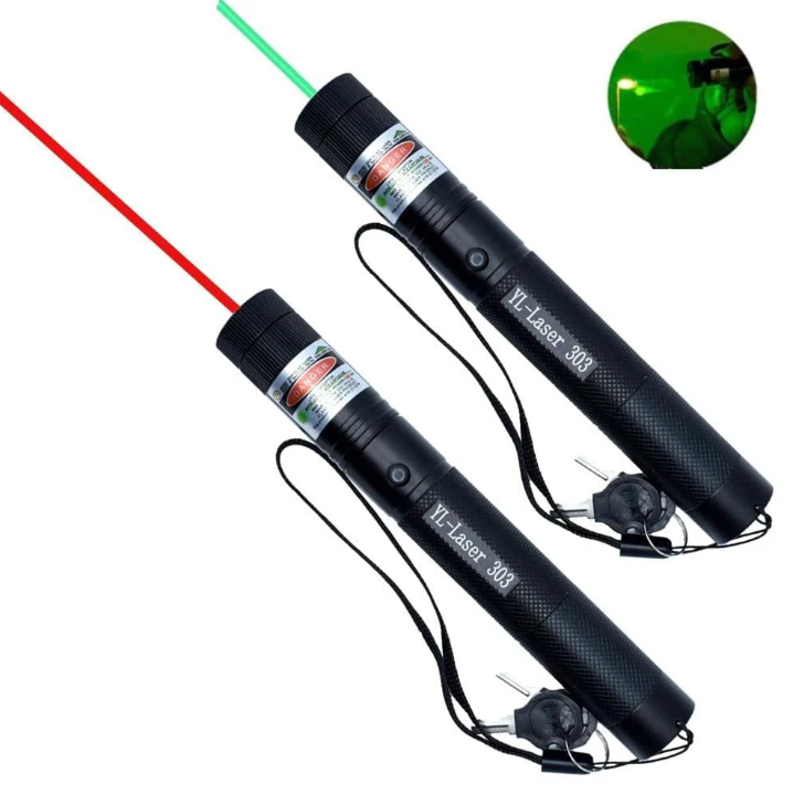 Puntatore laser ad alta potenza con fascio verde e rosso per lunghe distanze