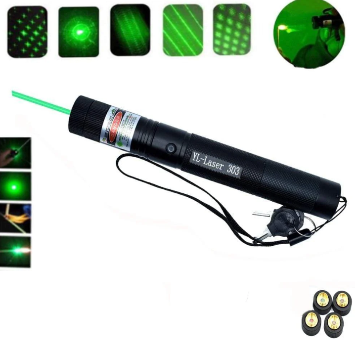 Puntatore laser ad alta potenza con fascio verde e rosso per lunghe distanze