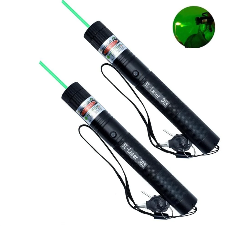 Puntatore laser ad alta potenza con fascio verde e rosso per lunghe distanze