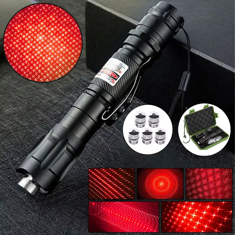 Puntatore laser rosso ricaricabile con set torcia multiuso