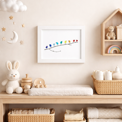 Quadro da parete con uccelli in vetro marino e legno spiaggiato stile costiero