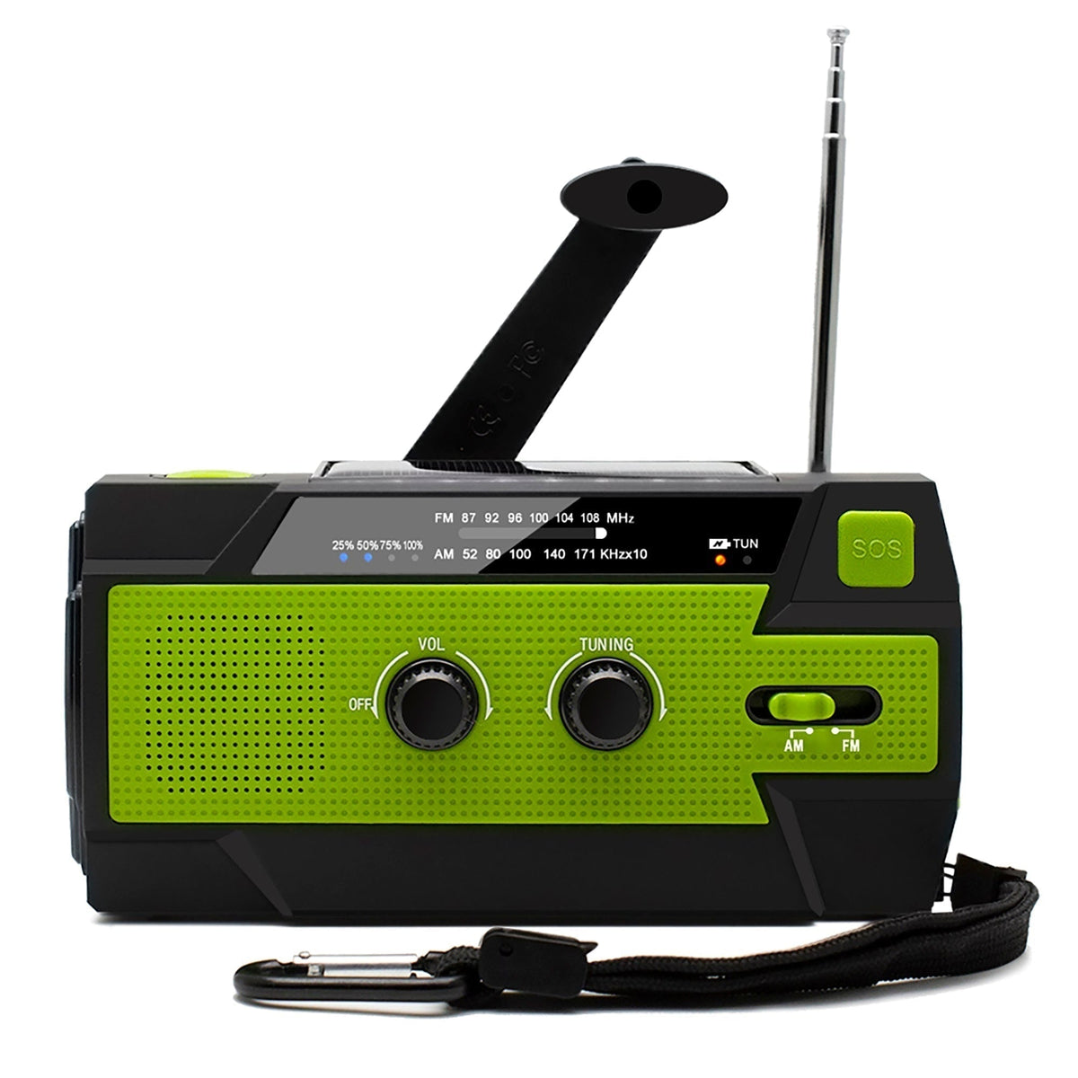 Radio di Emergenza con Manovella Pannello Solare AM FM e Torcia LED