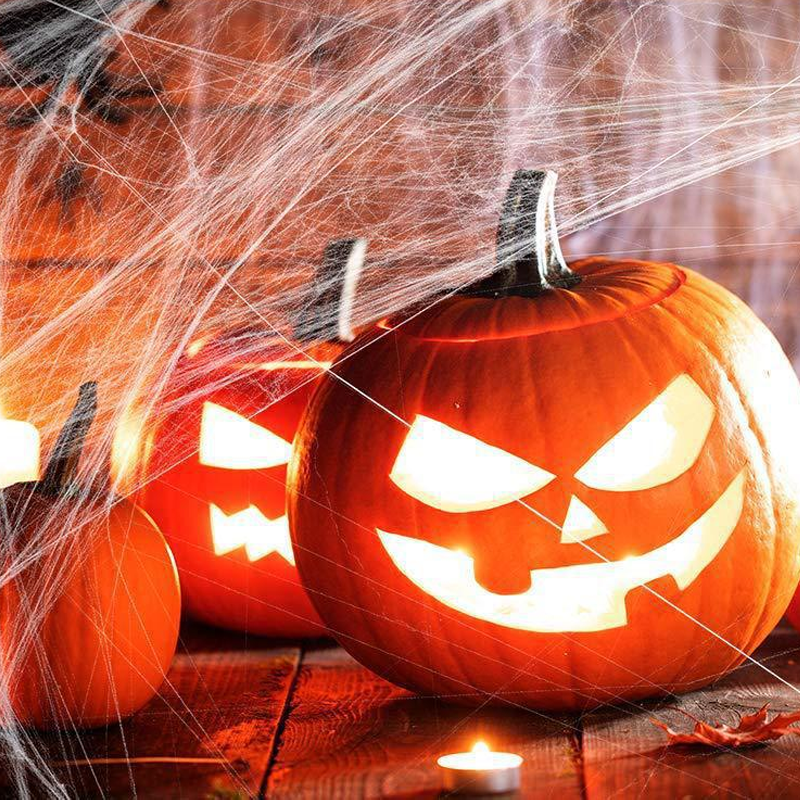 Ragnatela gigante per Halloween 700 × 550 cm con picchetti e gancio, ragno peloso nero 30 cm con occhi rossi, decorazion