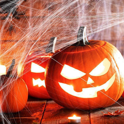 Ragnatela gigante per Halloween 700 × 550 cm con picchetti e gancio, ragno peloso nero 30 cm con occhi rossi, decorazion