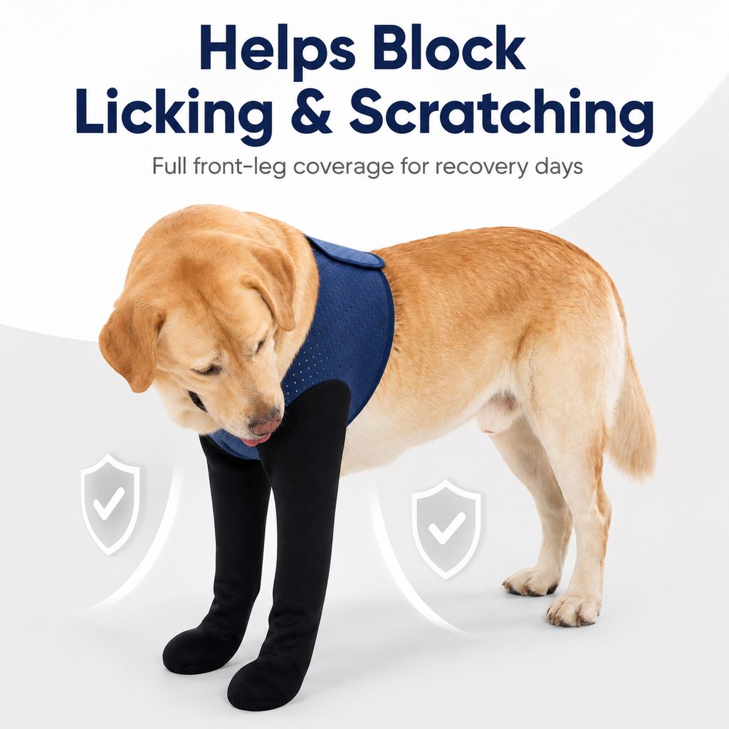 Rassivo PawGuard Protezione Doppia per Zampe Anteriori Cani - Tutore Anti-Leccamento Senza Collare per Post-Operatorio, 