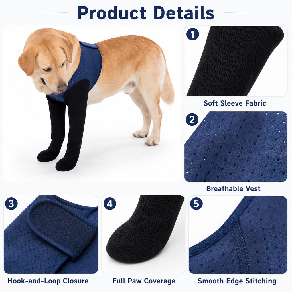 Rassivo PawGuard Protezione Doppia per Zampe Anteriori Cani - Tutore Anti-Leccamento Senza Collare per Post-Operatorio, 