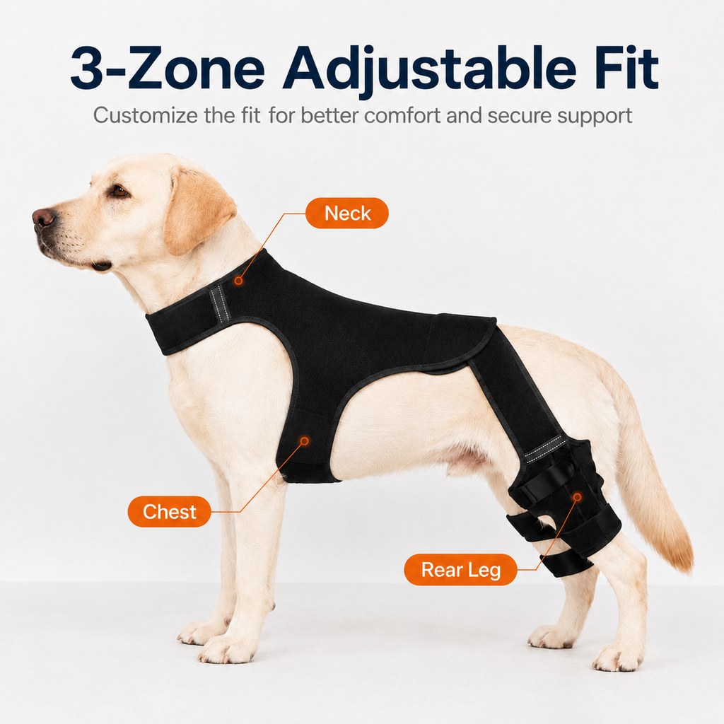 Rassivo RearGuard tutore di supporto per zampe posteriori del cane - fascia stabilizzante antiscivolo per cani anziani, 