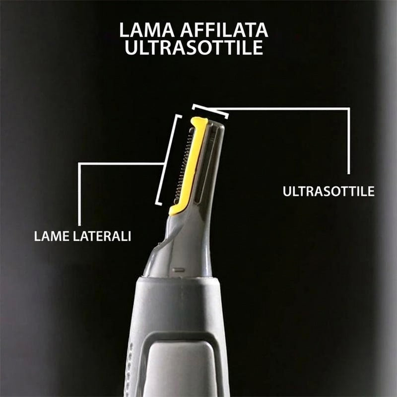 Regolabarba di precisione con lame a micro-oscillazione in acciaio al titanio