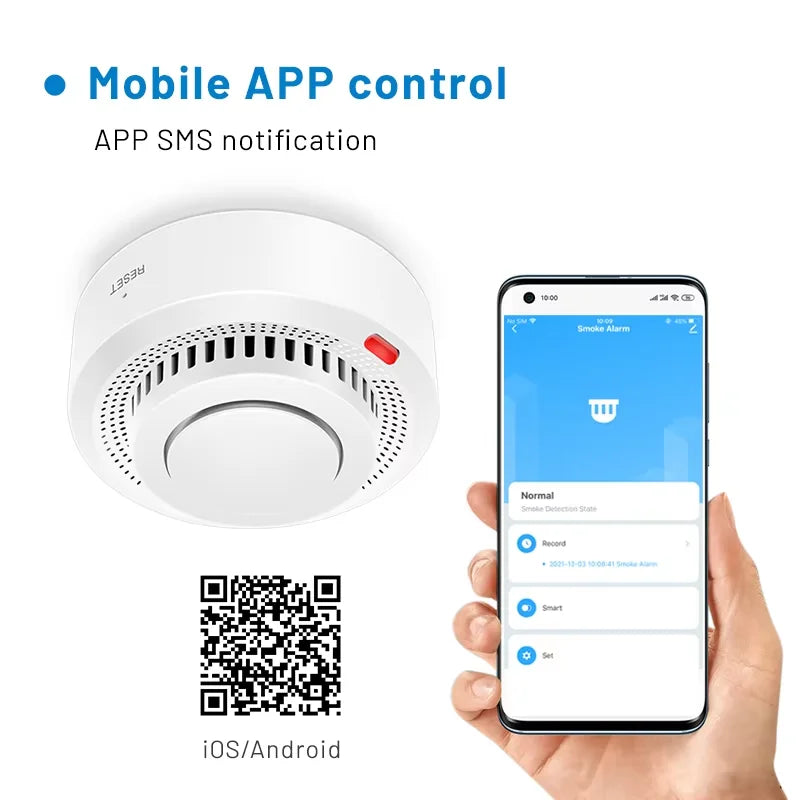 Rilevatore di fumo e calore WiFi smart con allarme antincendio
