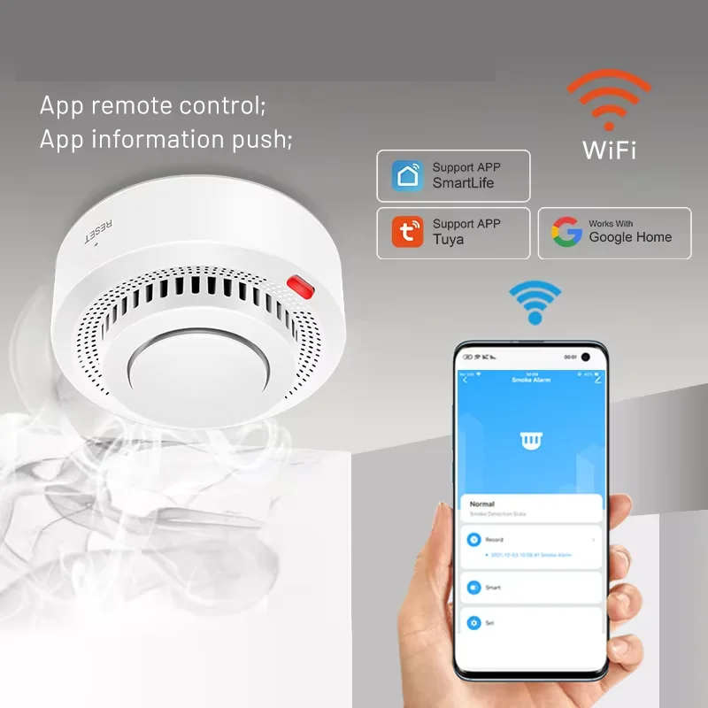 Rilevatore di fumo e calore WiFi smart con allarme antincendio
