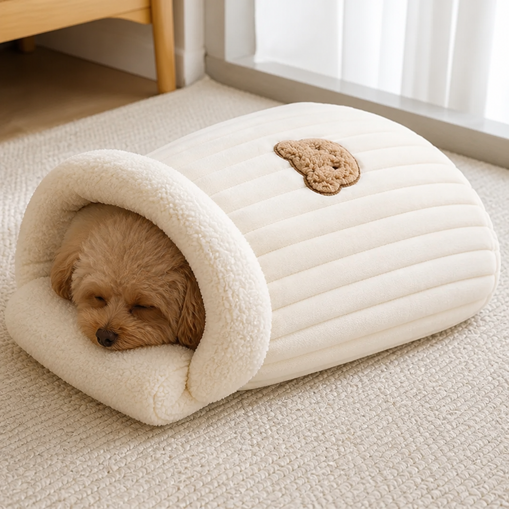 Sacco a pelo semi-chiuso in peluche antivento per animali domestici (per gatti e cani di piccola taglia)