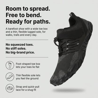 Scarpe barefoot con punta larga – Scarpe da trekking e allenamento minimaliste