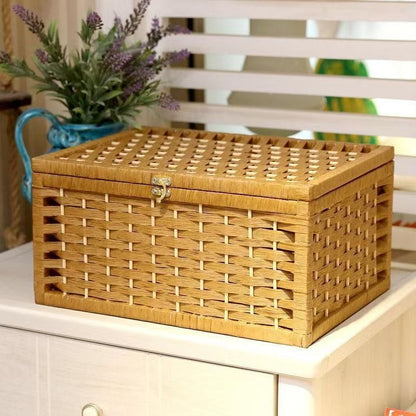Scatola portaoggetti in rattan
