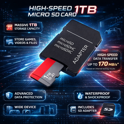 Scheda Micro SD da 1 TB — Memoria ad alta velocità