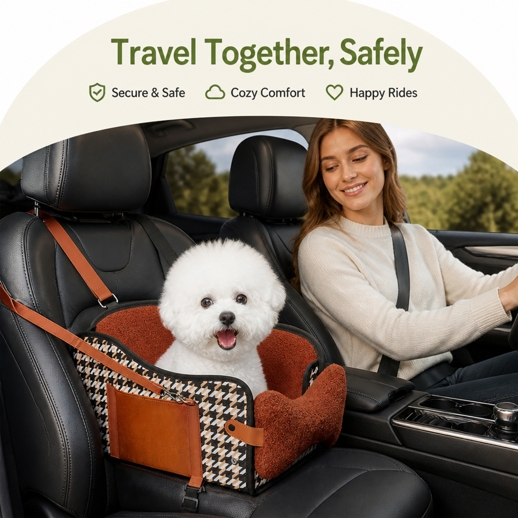 Seggiolino auto per cani con rete traspirante e imbracatura di sicurezza