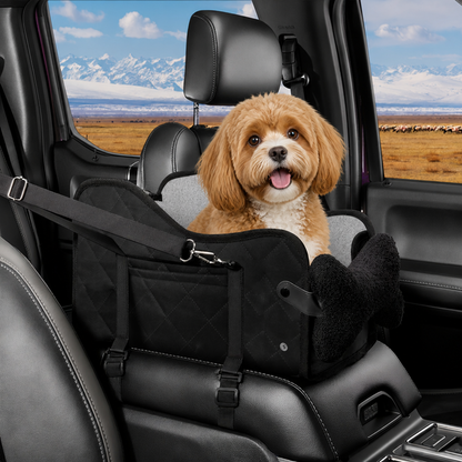Seggiolino auto per cani con rete traspirante e imbracatura di sicurezza