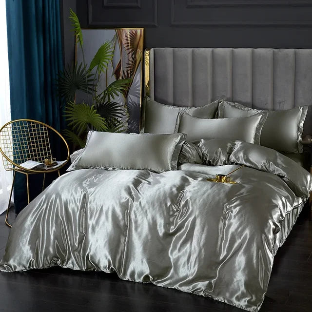 Set biancheria da letto in raso di seta di lusso