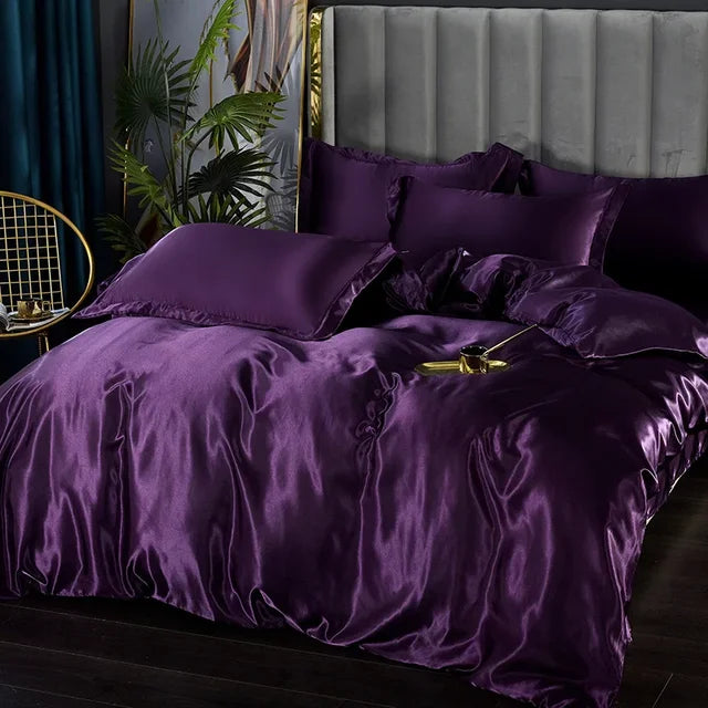Set biancheria da letto in raso di seta di lusso