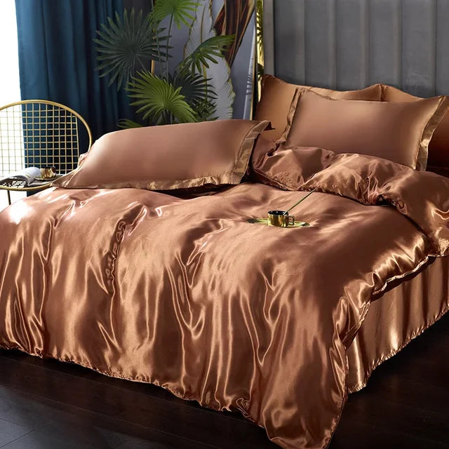Set biancheria da letto in raso di seta di lusso