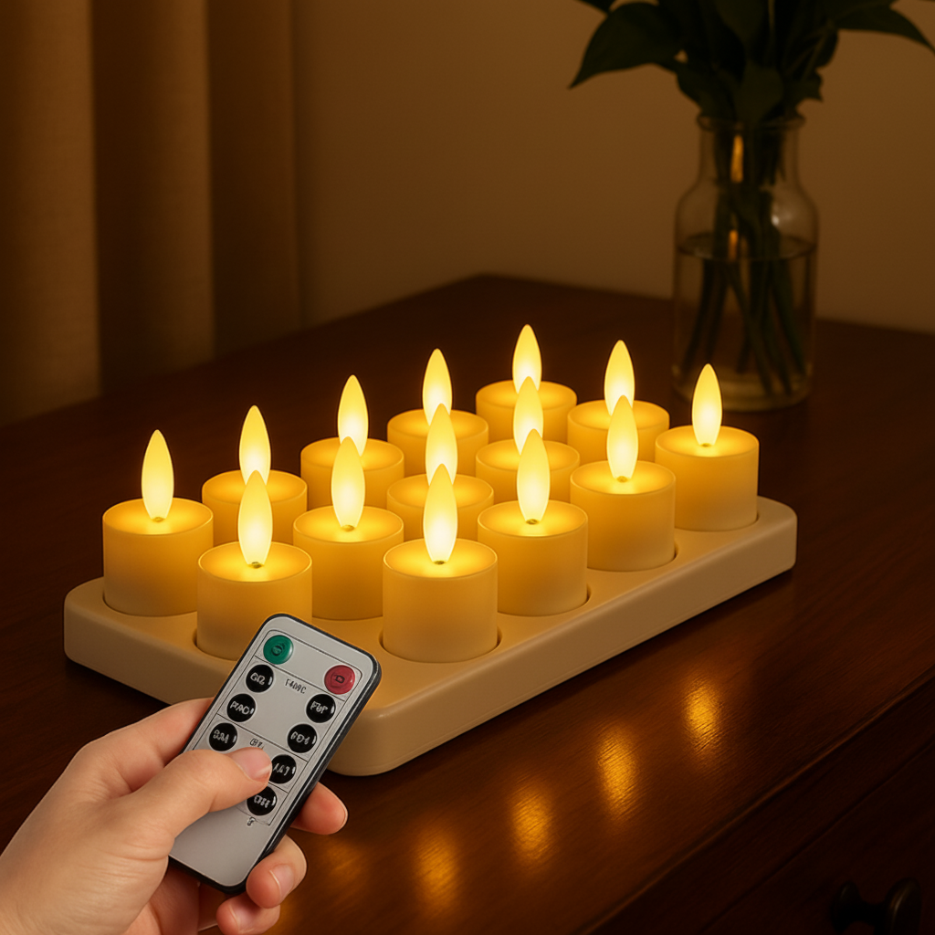 Set Candele LED Ricaricabili USB con Telecomando e Timer
