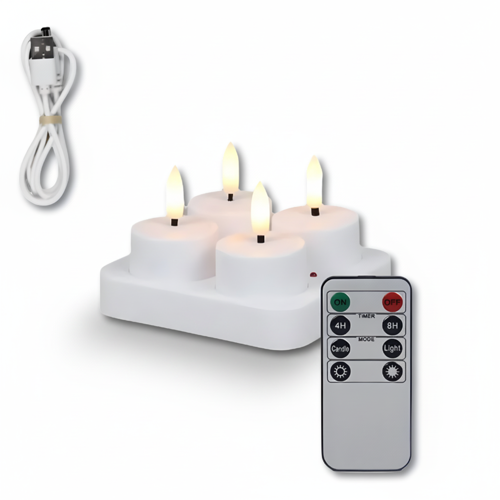 Set Candele LED Ricaricabili USB con Telecomando e Timer