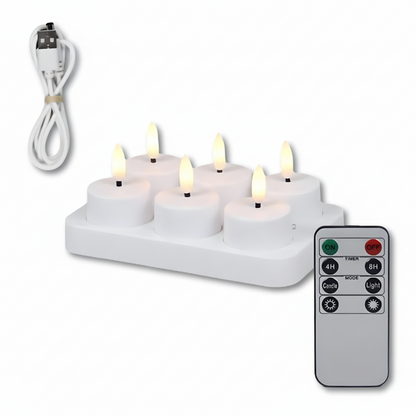 Set Candele LED Ricaricabili USB con Telecomando e Timer
