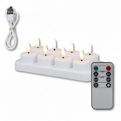 Set Candele LED Ricaricabili USB con Telecomando e Timer