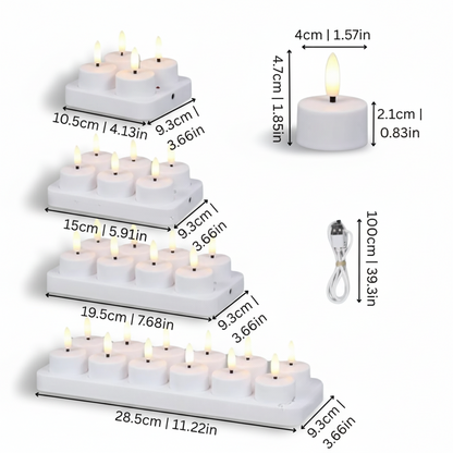 Set Candele LED Ricaricabili USB con Telecomando e Timer