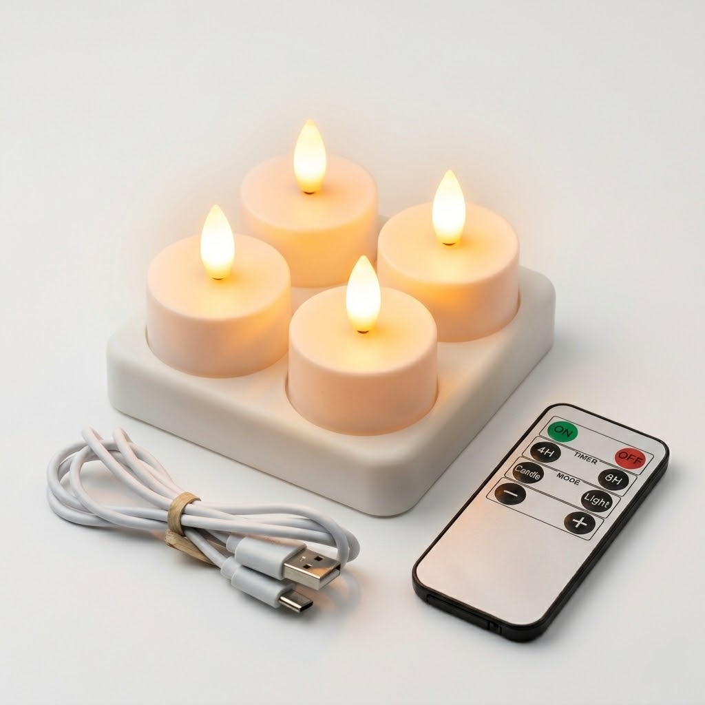 Set Candele LED Ricaricabili USB con Telecomando e Timer