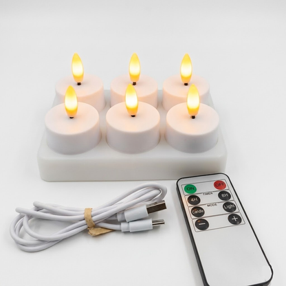 Set Candele LED Ricaricabili USB con Telecomando e Timer