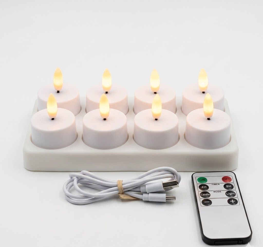 Set Candele LED Ricaricabili USB con Telecomando e Timer