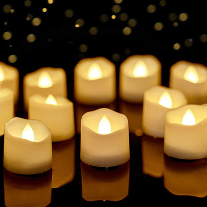 Set di candele tealight tremolanti a batteria effetto cera