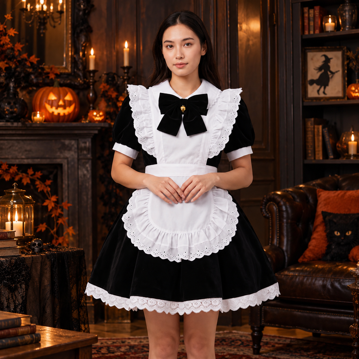 Set costume da cameriera con volant