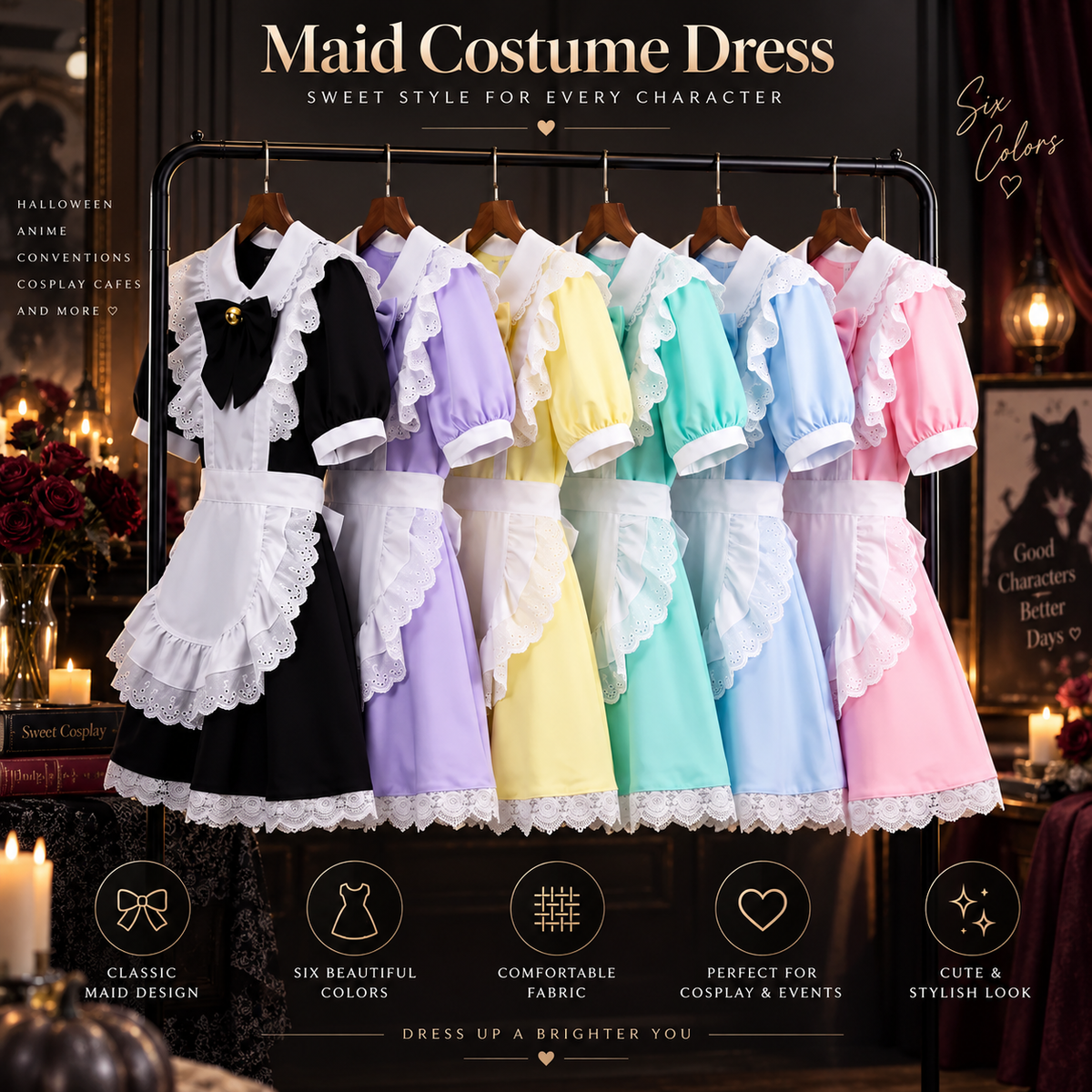 Set costume da cameriera con volant