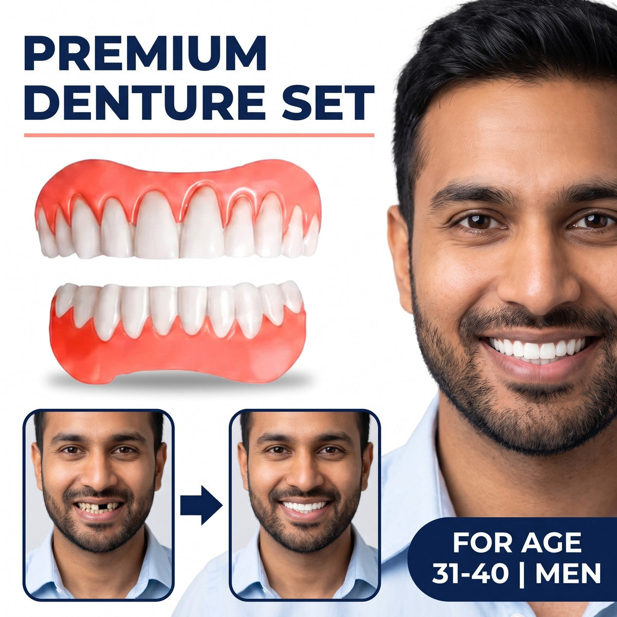 Set di dentiere termoadattabili di grado medico (superiore e inferiore)